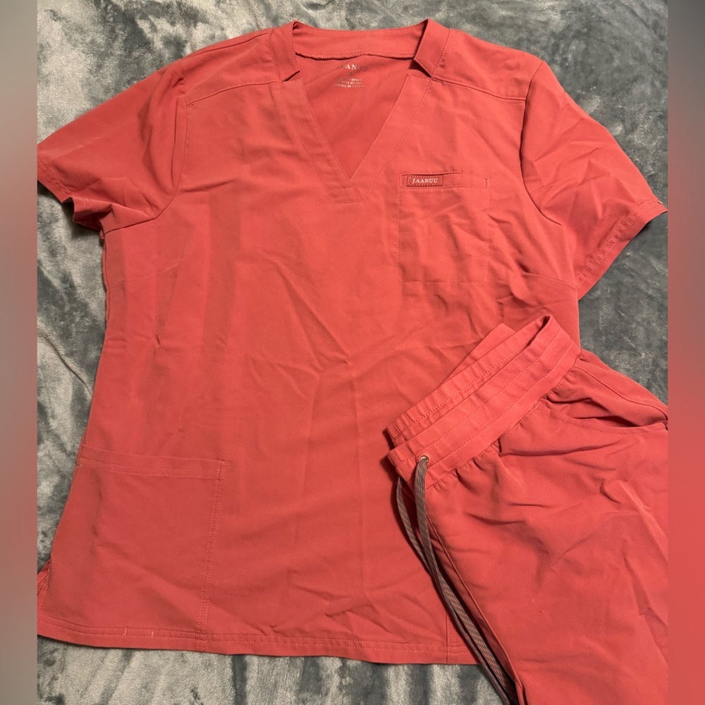 Jaanuu Salmon Coral Pink Scrub Set